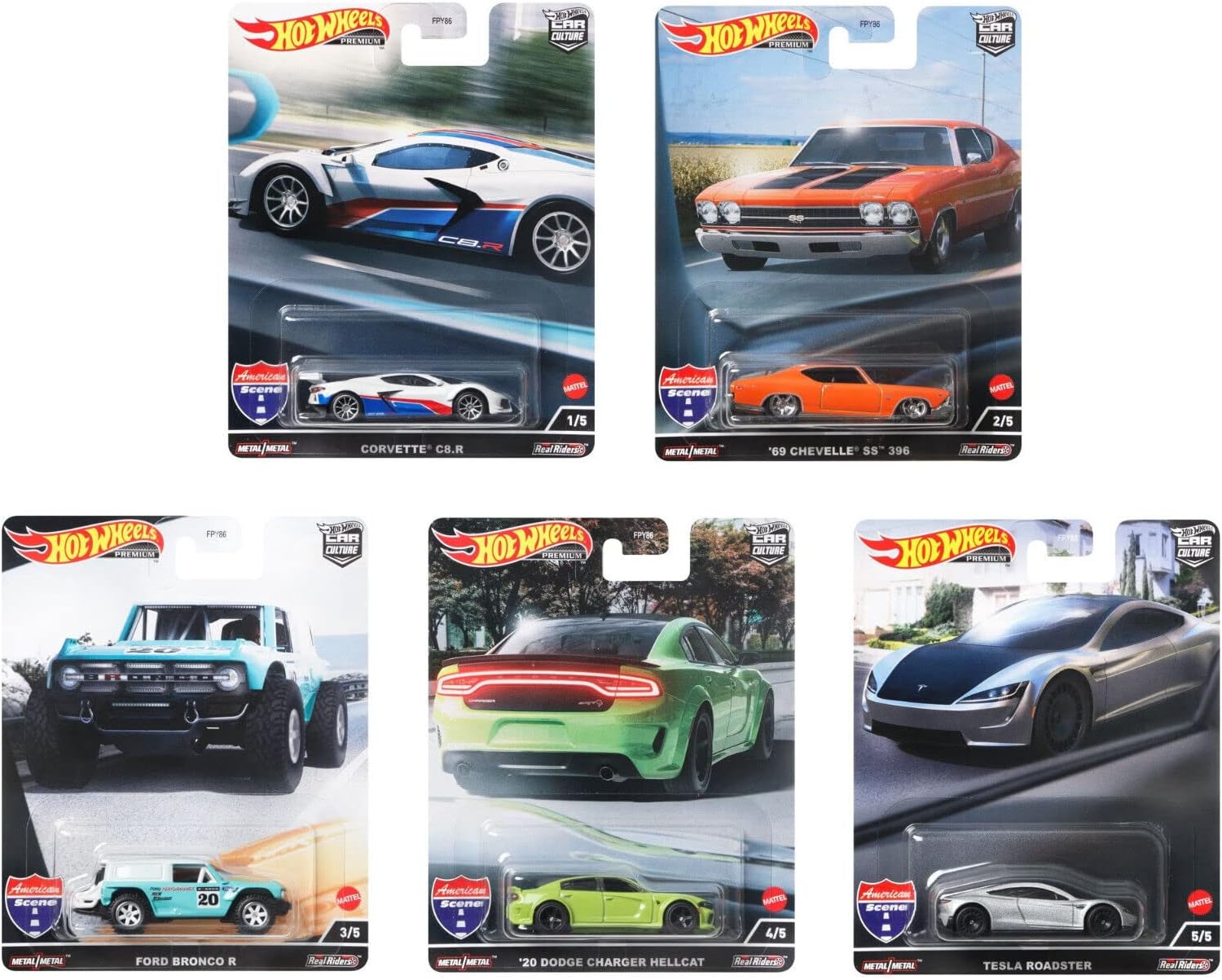 Hot Wheels Car Culture 2022 American Scene Complete Set of 5 Diecast Vehicles from FPY86-957J Release