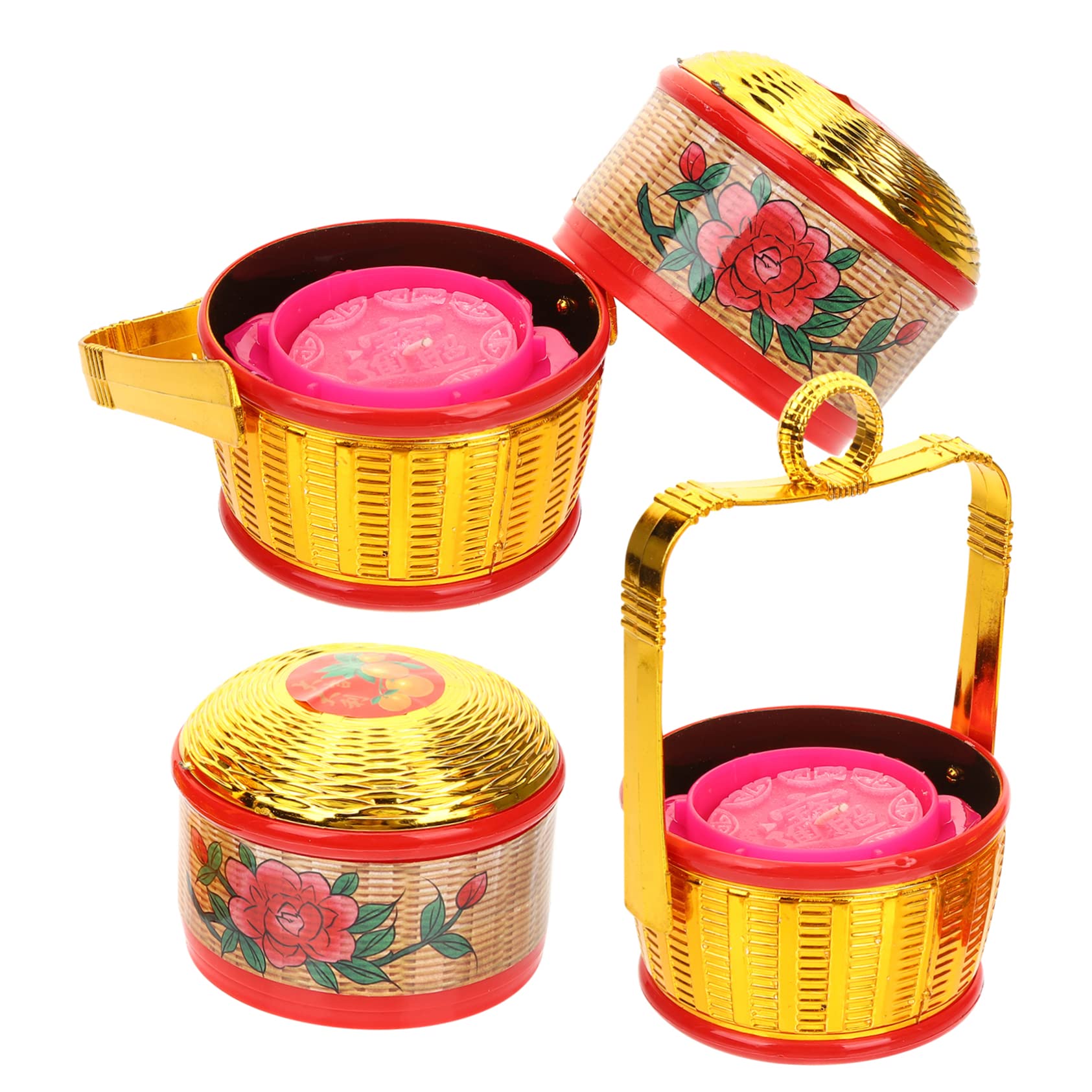 Ciieeo 2pcs Vintage Chinese Wedding Candles with Lotus Baskets Retro Candle Decoration for Buddhist Hall Unique Home Decor Lightweight Compact for Use