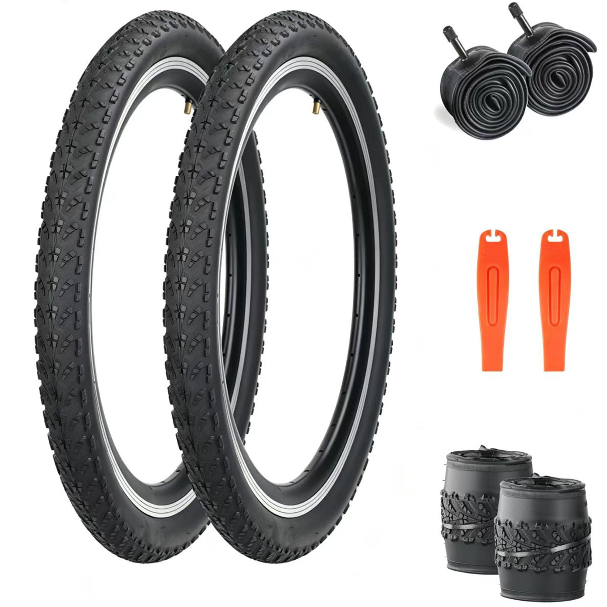 ZUKKA 2-pak opon rowerowych 20/24/26" 1,95 z dętą rowerową 20/24/26" Schrader AV35 mm do rowerów MTB, górskich