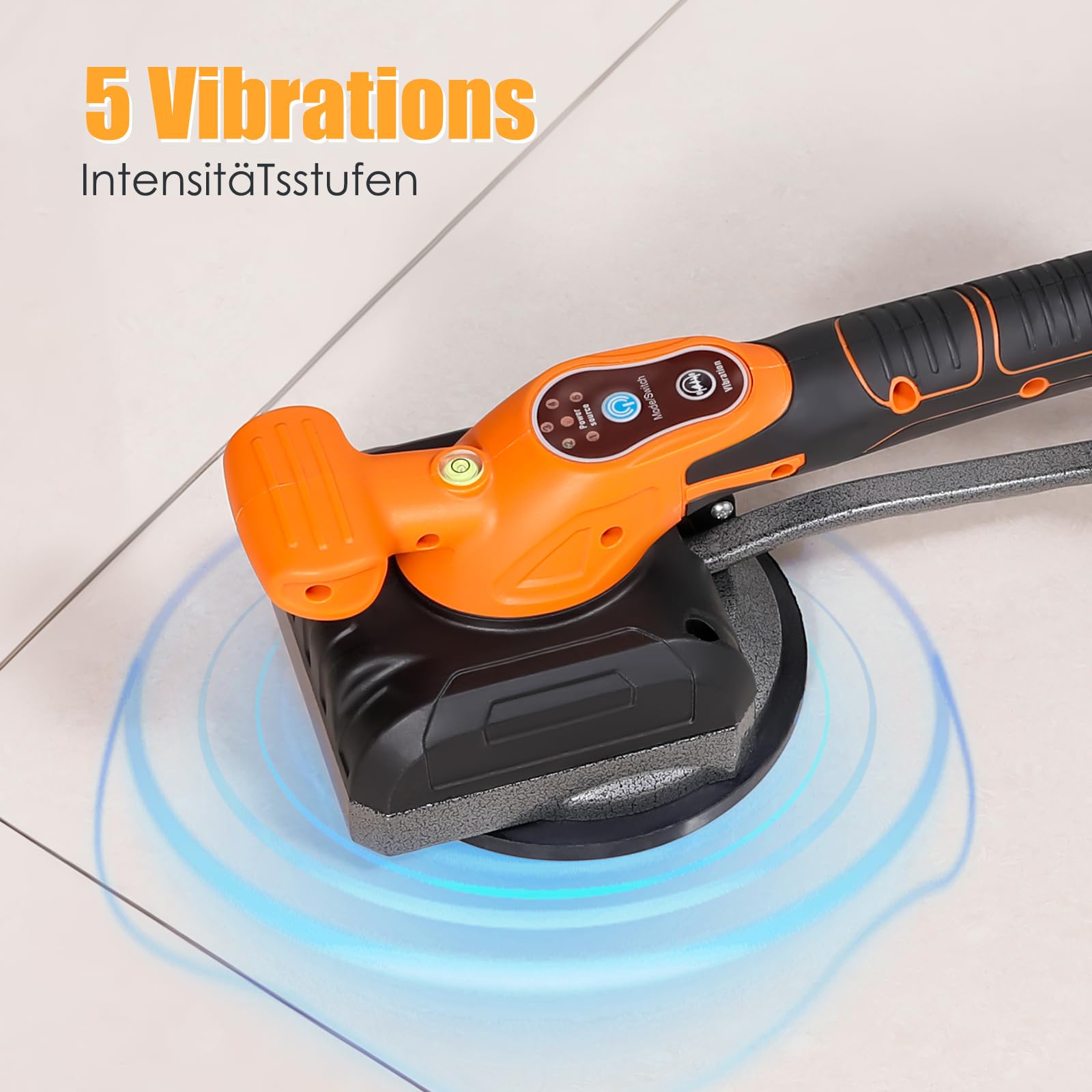 Macchina di livellamento per piastrelle senza fili, 21 V, 130 mm, ventosa 0 – 13500 giri/min, con 2 batterie, 5 velocità regolabili, alta capacità di carica, ventosa ingrandita con livella a bolla