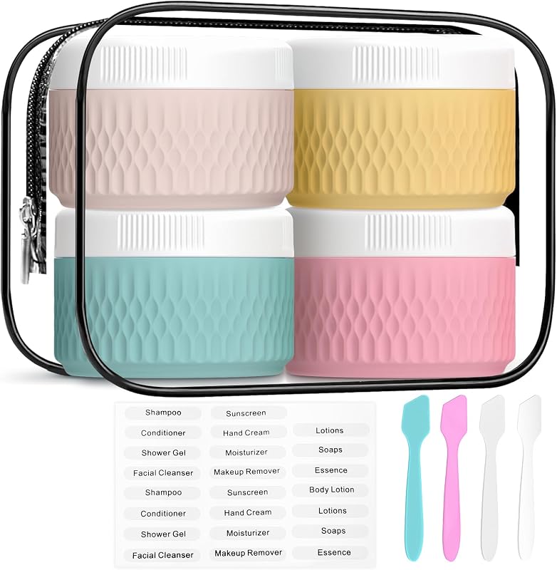 Frascos de silicone recarregáveis WLEAD para cosméticos, 38 mL, Pacote com 4