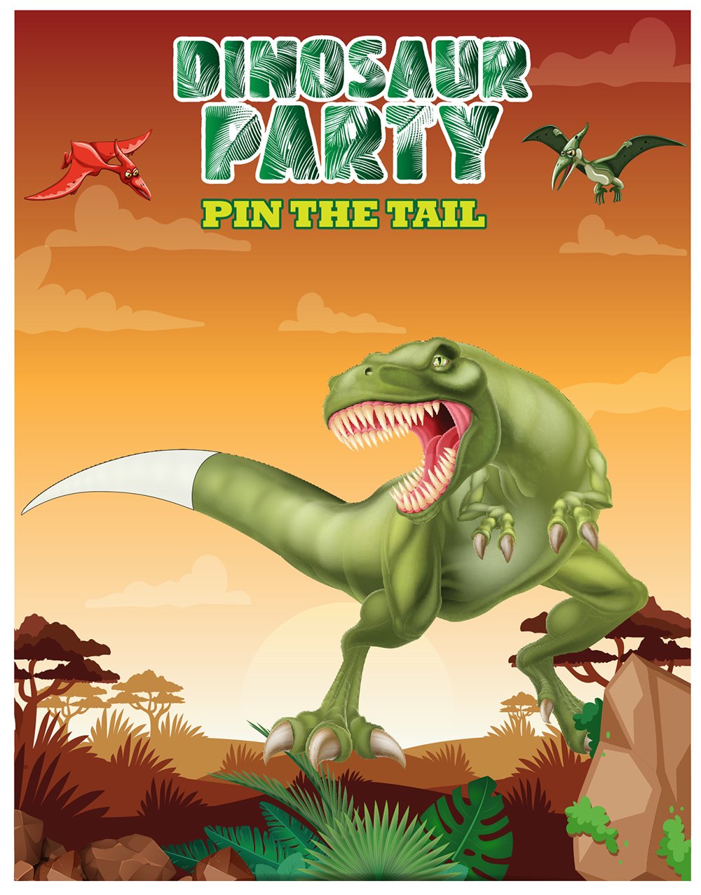 Buy Pin the Tail on the Dinosaur, Dinosaur Party Favor Games, Party Supplies,New, Extra Tails