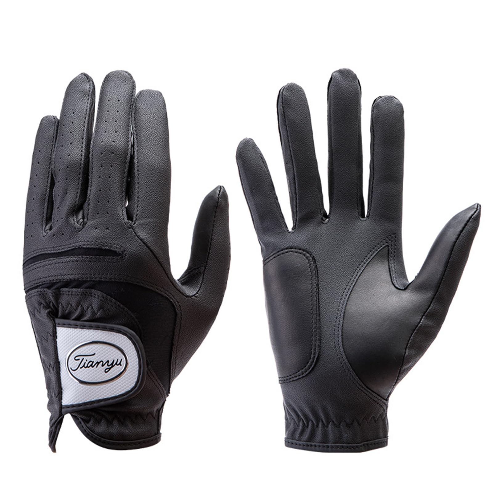Pack 1 Pièces Gants de Golf en Peau d'agneau pour Hommes Main Gauche avec Granules Antidérapants Doux Respirant Résistant à l'usure Gant de Golf pour Hommes,Black,25(Length19cm)