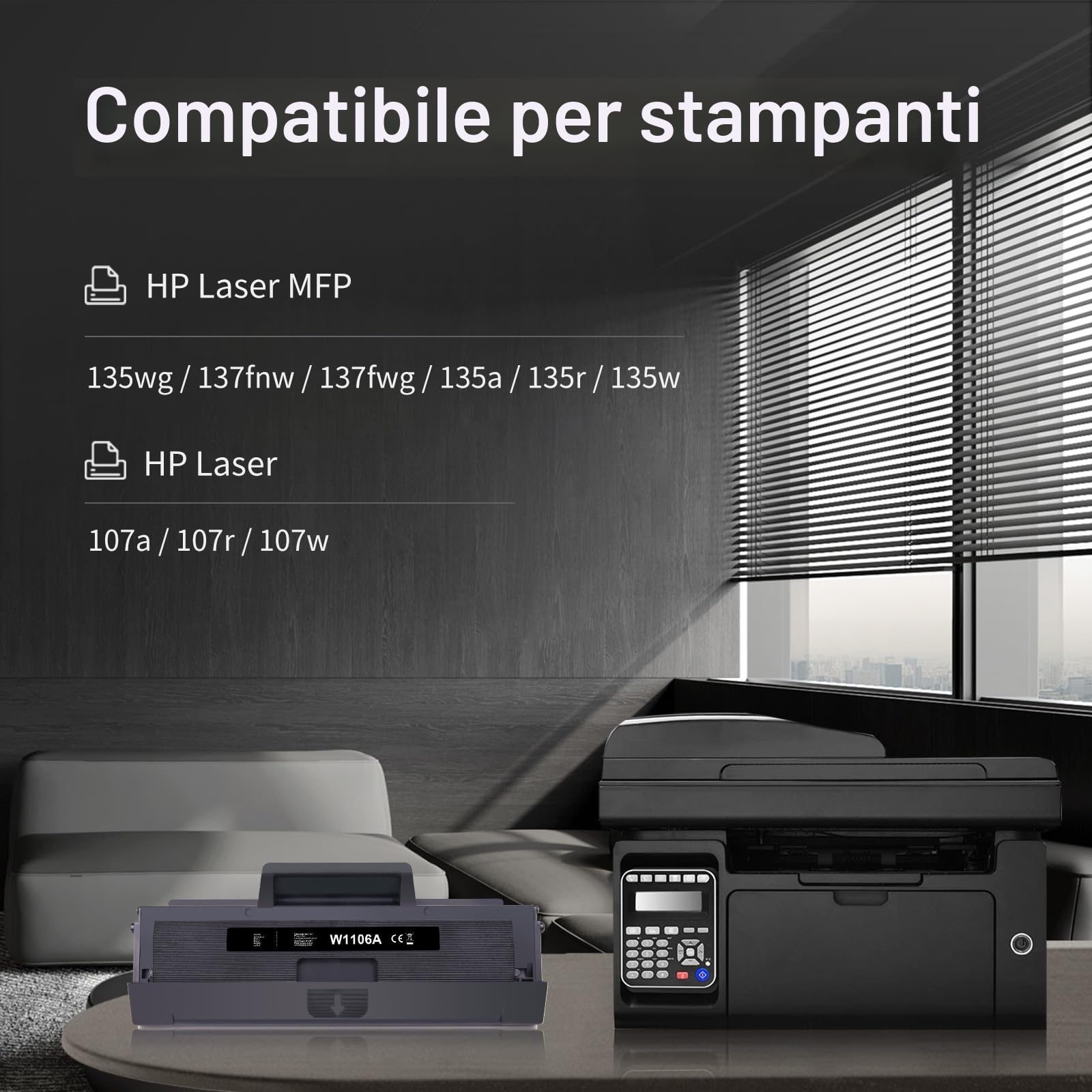 Lemero 106A Cartuccia di Toner Compatibile per HP Laser MFP 137fnw, 135w, 135a, 135wg, 107w, 107a - W1106A