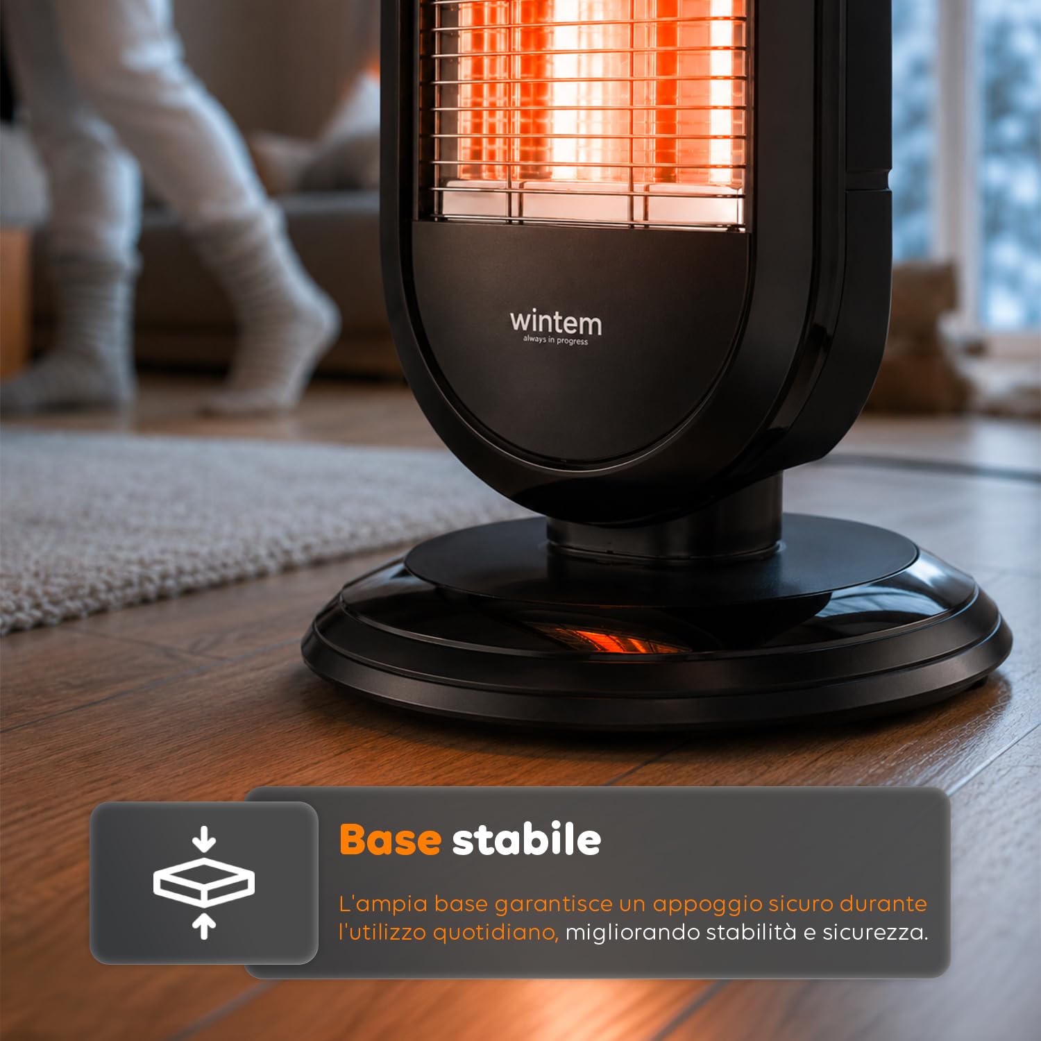Avilia – Stufetta Elettrica con Oscillazione Automatica, Doppia Potenza 450-900W e Sistema di Sicurezza Anti-Ribaltamento per un Calore Uniforme e Naturale in Casa e Ufficio
