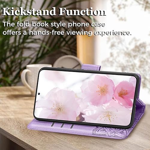 Miniatura 3 de Funda diseñada para Samsung Galaxy S23 5G, funda con tapa para mujer con diseño de mariposa en relieve de piel sintética, soporte para tarjetas de