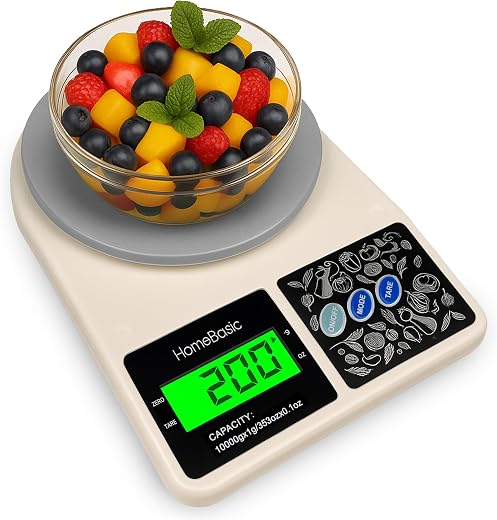 HOMEBASIC Digital Kitchen Weighing Scale 10Kg: High-Precision 1g Accuracy | Tare Function, LCD Display, Multi-Unit (g, oz)...