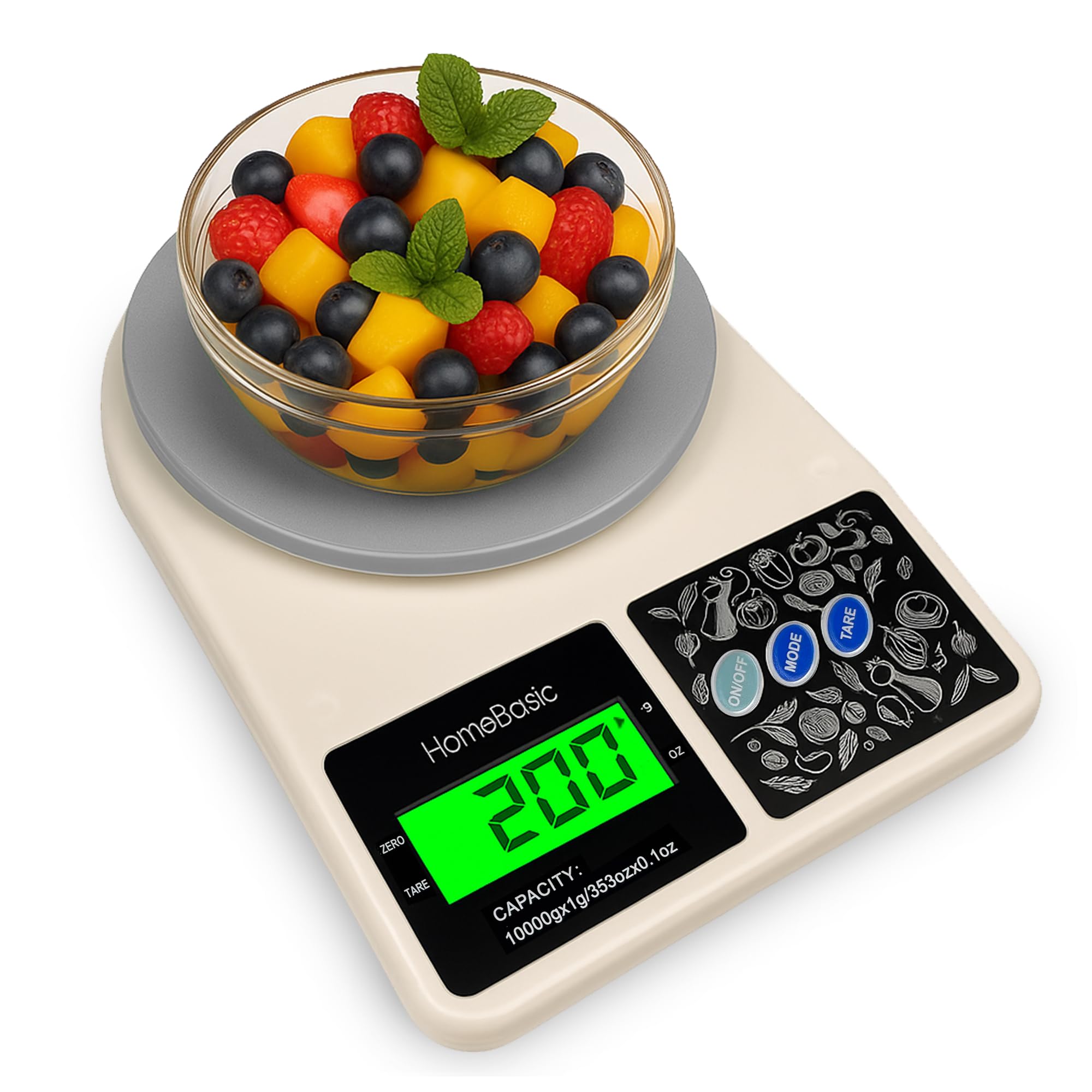 HOMEBASIC Digital Kitchen Weighing Scale 5Kg: High-Precision 0.1g Accuracy | Tare Function, LCD Display, Multi-Unit (g, oz) Portable Weight Machine Food Scale for Cooking Baking Diet (Beige+Grey)-image-13
