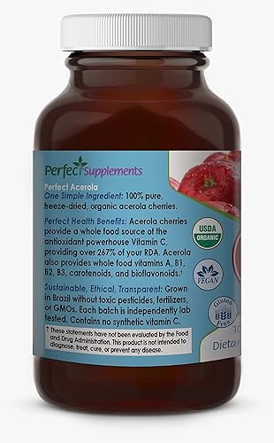 Miniatura 3 de Perfect Supplements Perfect Acerola Powder - 5.50oz - Cereza Acerola 100% pura - Superalimento de vitamina C totalmente natural - Apoyo del sistema