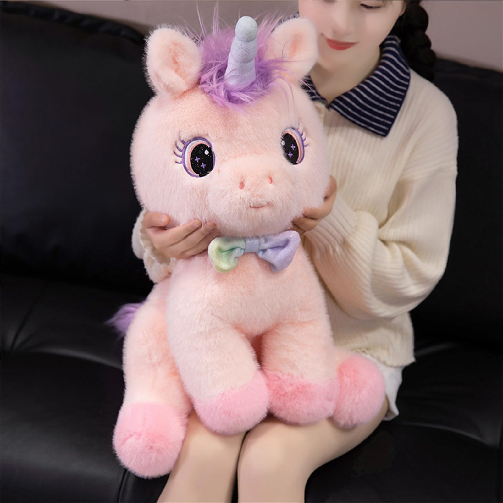 Einhorn Kuscheltier, GefüLltes Einhorn Tier PlüSchtiere, Weiche Kuschelkissen Puppe, Hochwertiges Stofftier, Geschenk FüR Geburtstag, Weihnachten & Valentinstag Rosa (60cm,Fen)