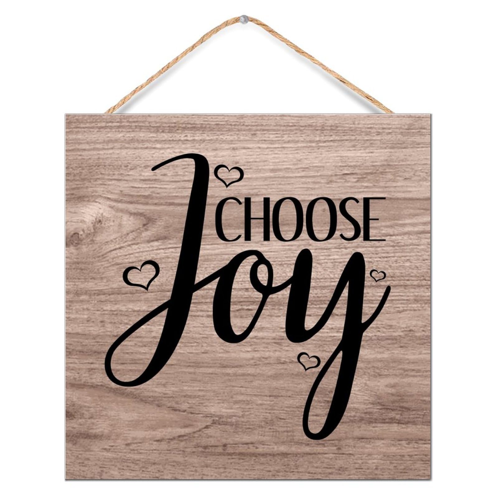 Plaque murale en bois vieilli Choose Joy decoration verticale entree 30x30 cm