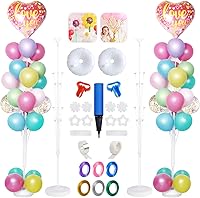 Vista 1 de GLUX Balloon Column Kit Set of 2 Adjustable Balloon Sticks with Base, Balloon Stand Kit for Floor Balloon Holder Reusable Balloons Decorations for