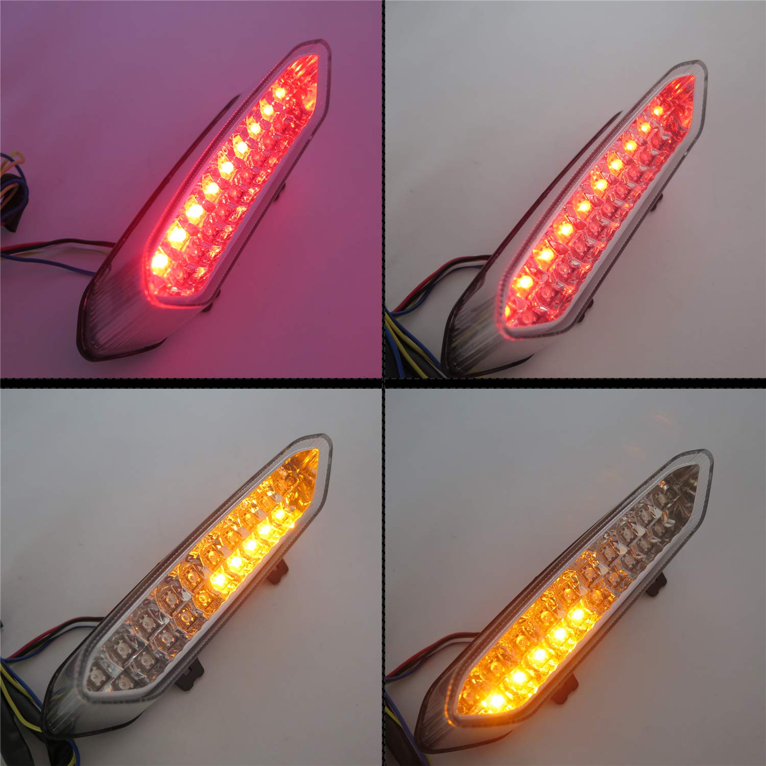 HTTMT MT047A- Led Tail Light Brake Light with Integrated Turn Signals Indicators Compatible with 2002 2003 Yzf R1 Yzf-R1 Yzfr1 Clear