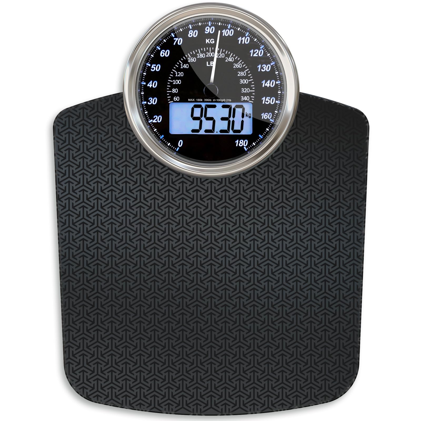 Hybrid Báscula de Baño - Analógica & Digital, Precisa hasta 180 kg | Vea su peso en el cuadrante analógico y LCD a la vez. Plataforma ancha, 3 pilas AAA incluidas, lista para usar.