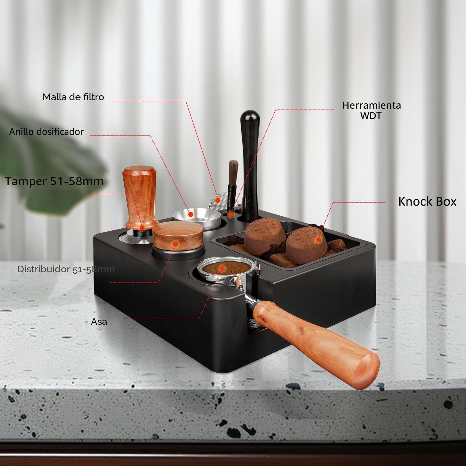 Estación de Tamping de 51-58mm, Tamper Station para Barista