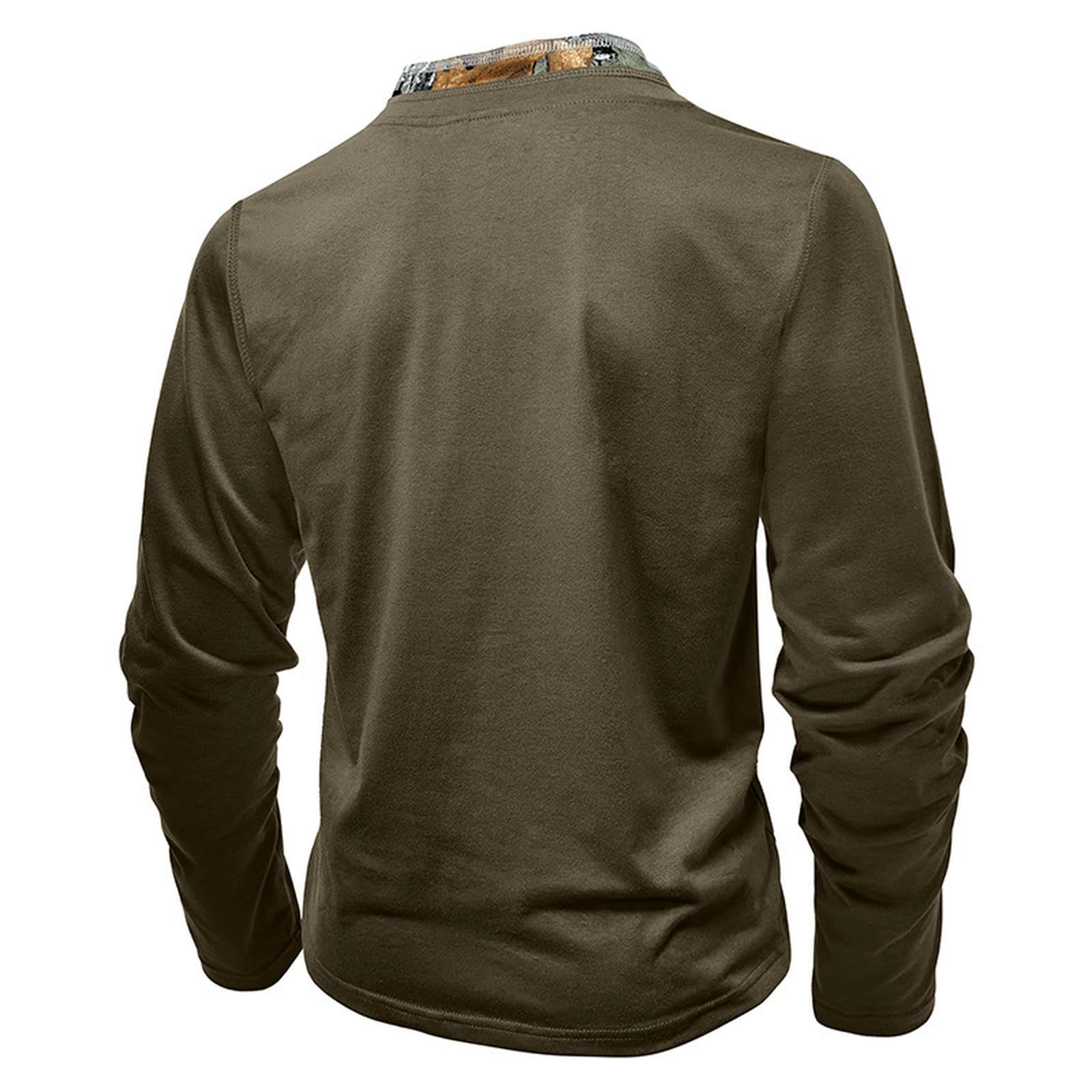 Herren T-Shirt Herbst- Und Winter-Herren-t-Shirts Langarm Henley-Hemden Herren-Doppelkragen T-Shirts Tops-schwarz-l