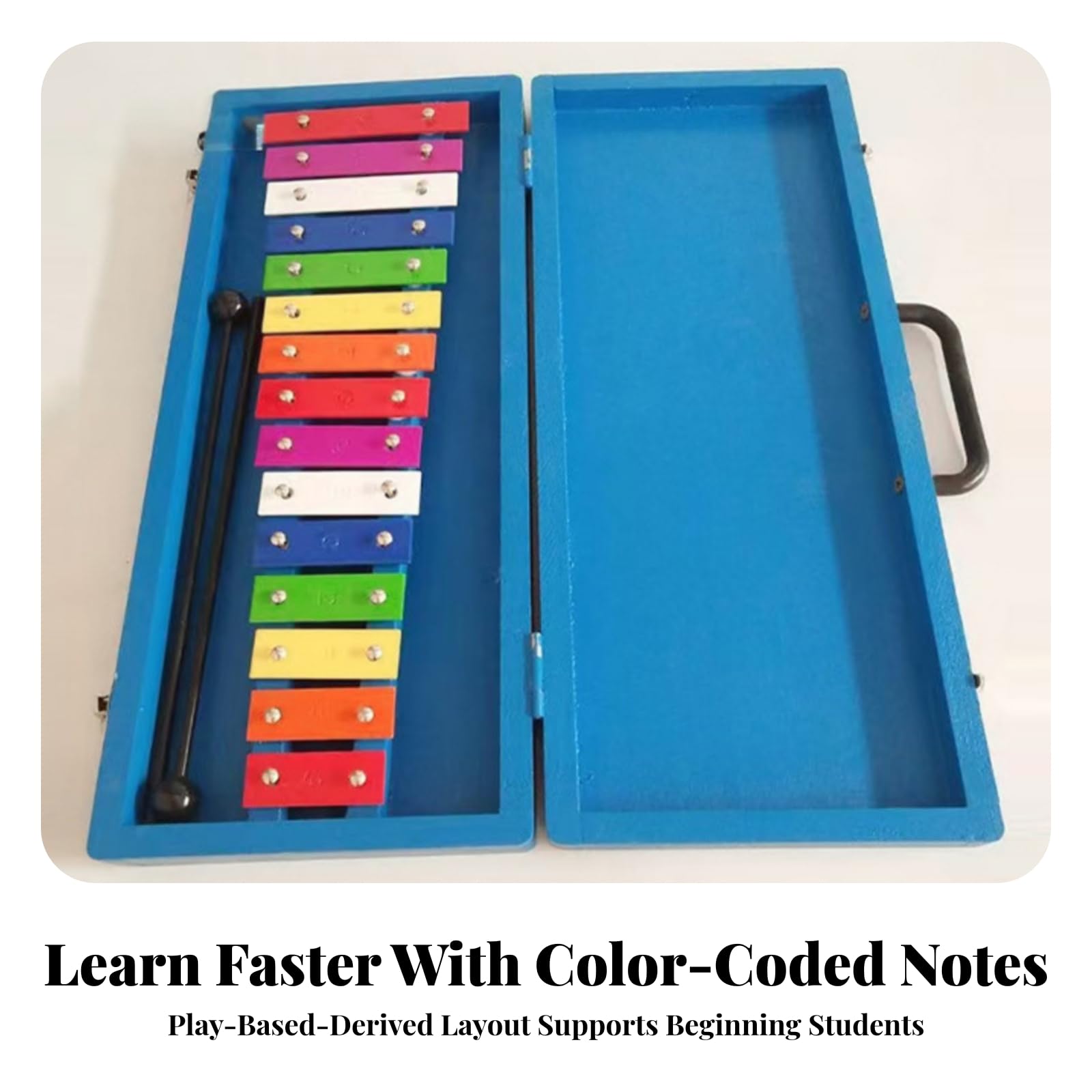 Glockenspiel Resistente | 15 Tasti in Metallo Colorato, Xilofono con Borsa, Strumento a Percussione, per Scuola, Asilo, Bambini