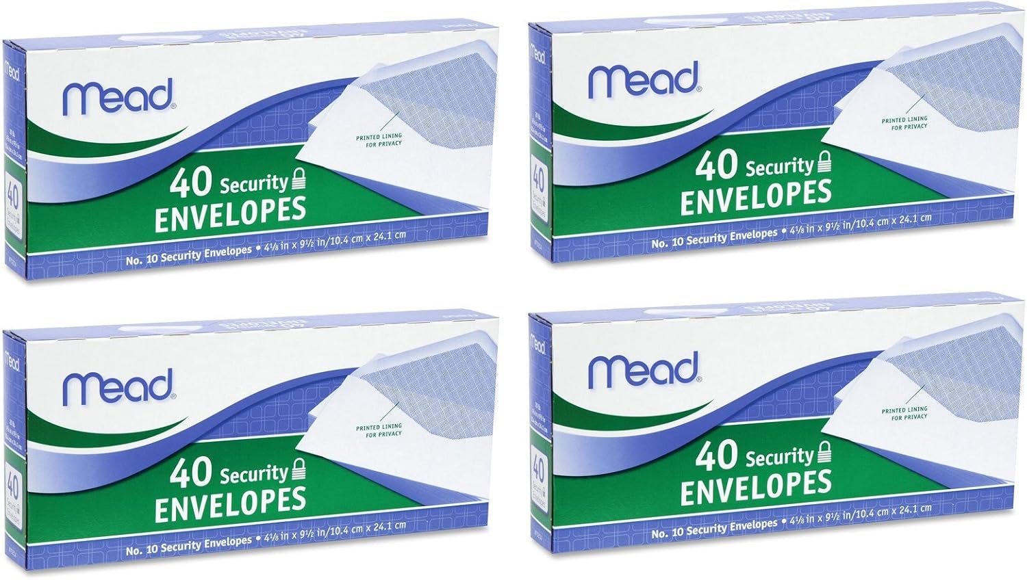 Mead 10 Security Envelopes, 40 Count (75214), Pack of 4 = 160 Envelopes by Mead