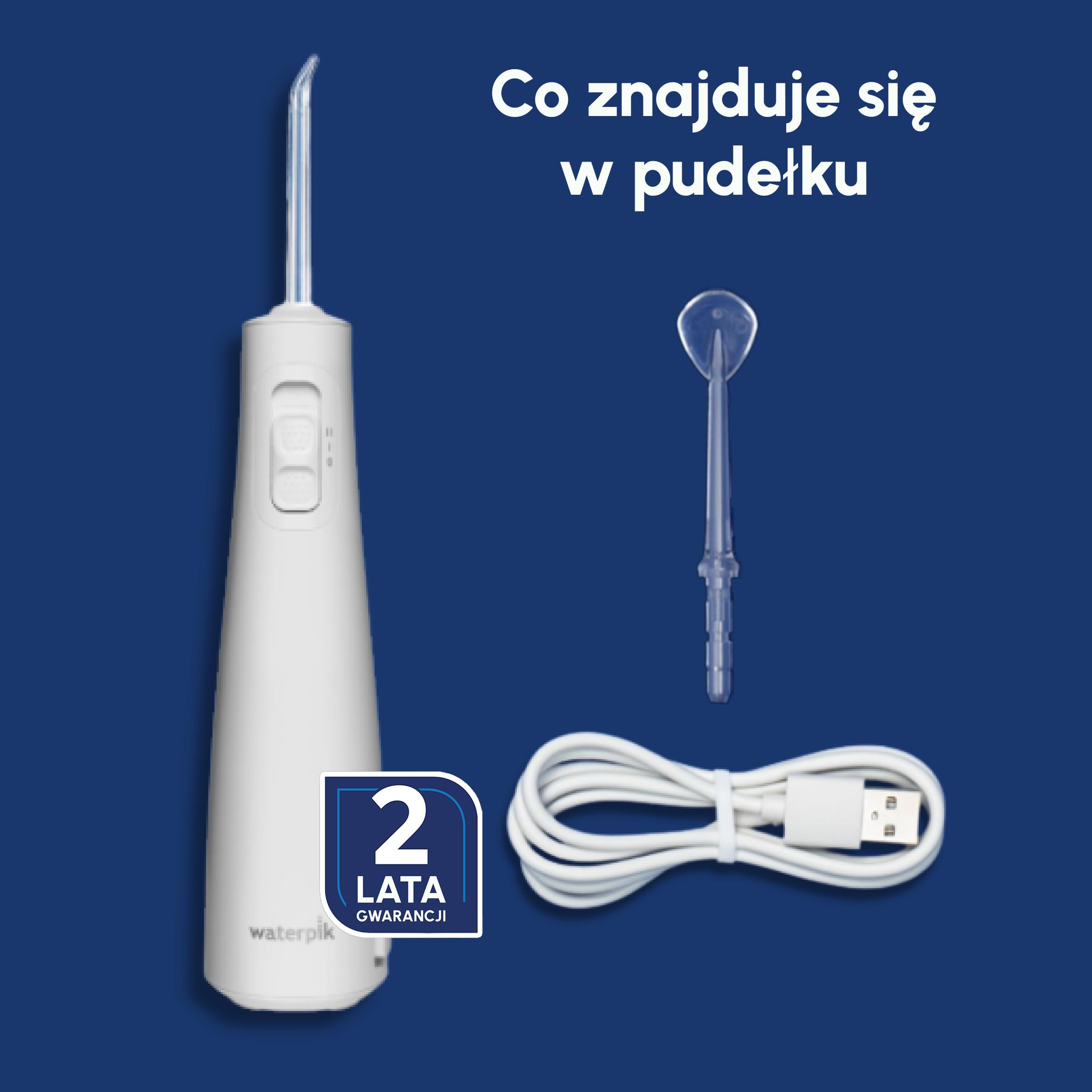 Waterpik Impuls WF-20, bezprzewodowy opryskiwacz, zalecany przez UFSBD, jednorazowy strumień dentystyczny, eliminuje płytkę nazębną, 2 poziomy ciśnienia, 45 sekund czyszczenia, 2 końcówki w zestawie