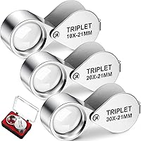 3 Pieces Jewelers Eye Loupe Set 10X, 20X and 30X Pocket Jewelry Loupe, Jewelers Eye Magnifying Glass Magnifier for...