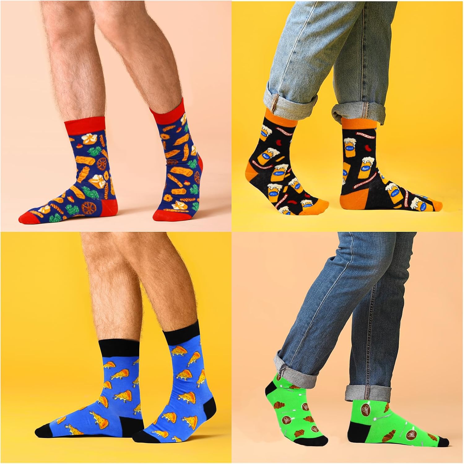 Mens Funny Socks Crazy Novelty Crew Socks Colorful Cotton Cozy Funky Graphic Patterned Space Food Animal Socks - Image 6