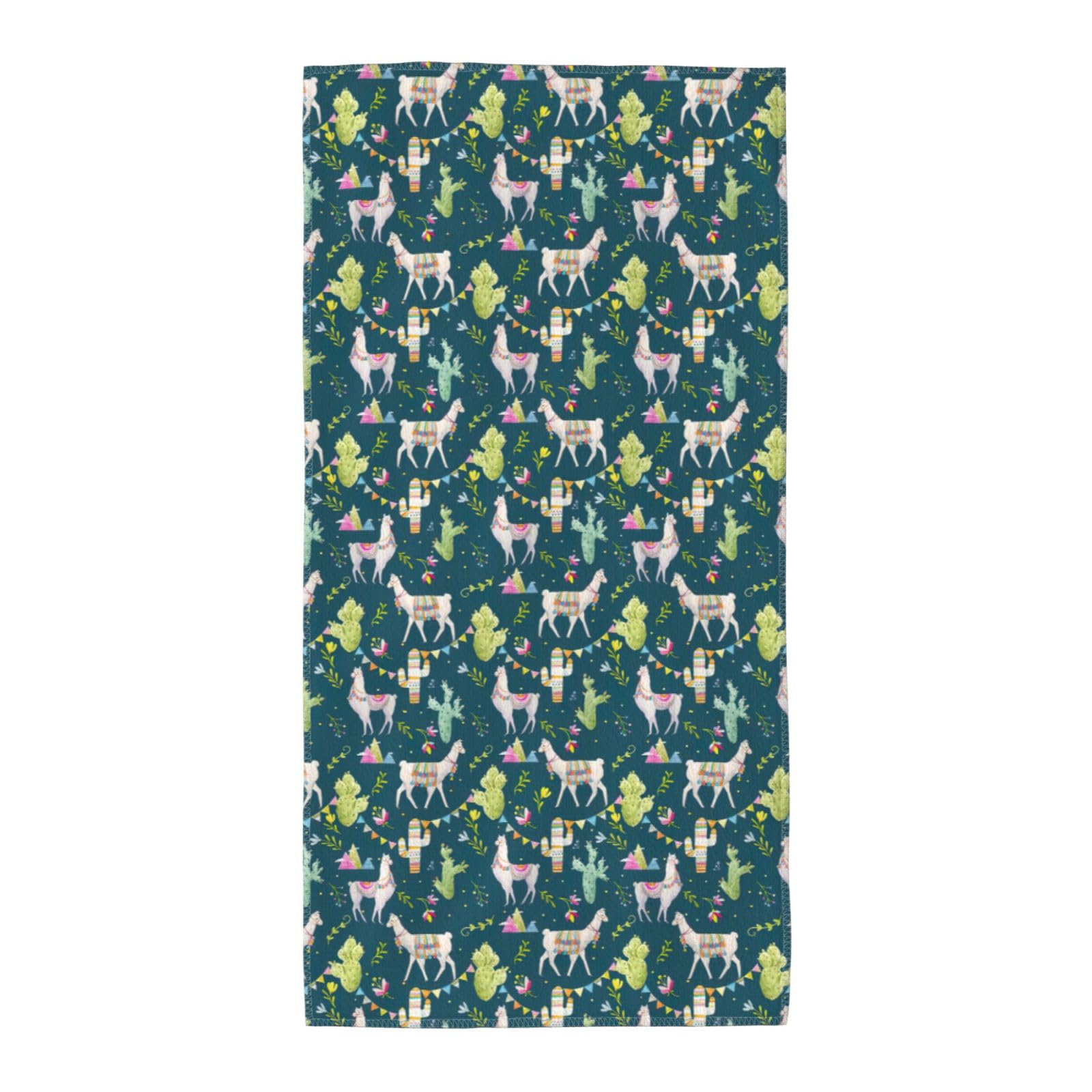 SDEGTHO Llama Animal Alpaca Tropical Cactus Fashion Printed Bath Towel High Water Absorption For Hiking Trip