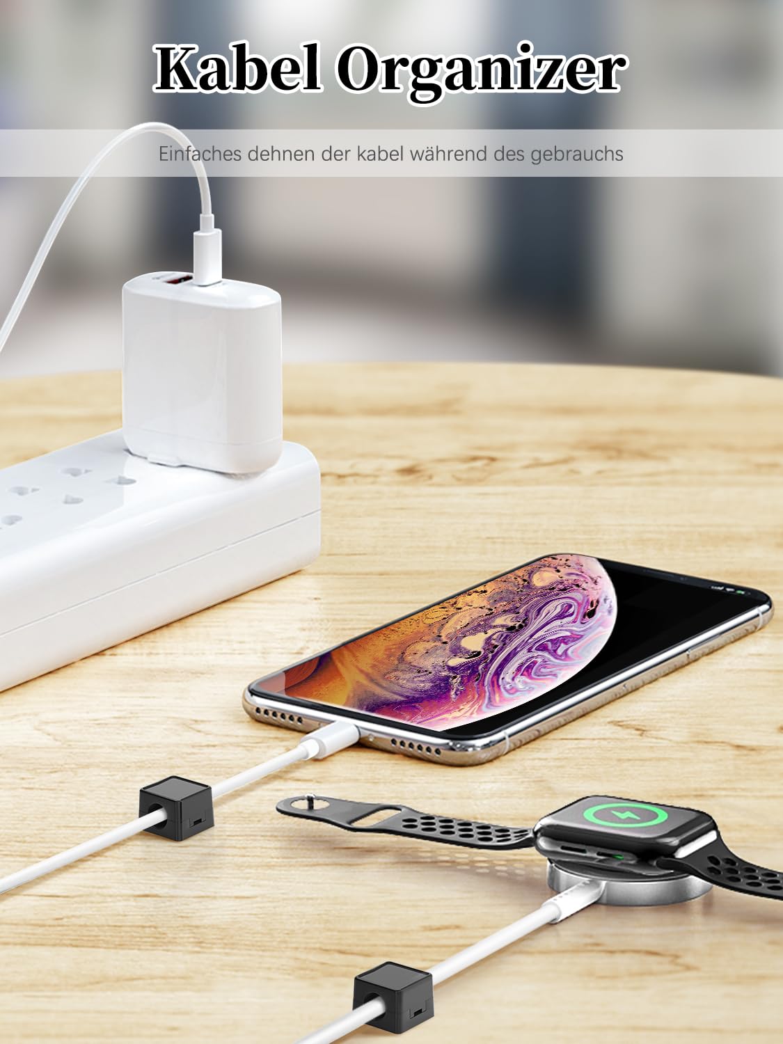 NiHome Magnetische Kabelhalter 4er Set - Transparente Acryl Clips | Selbstklebend Für Schreibtisch & Auto