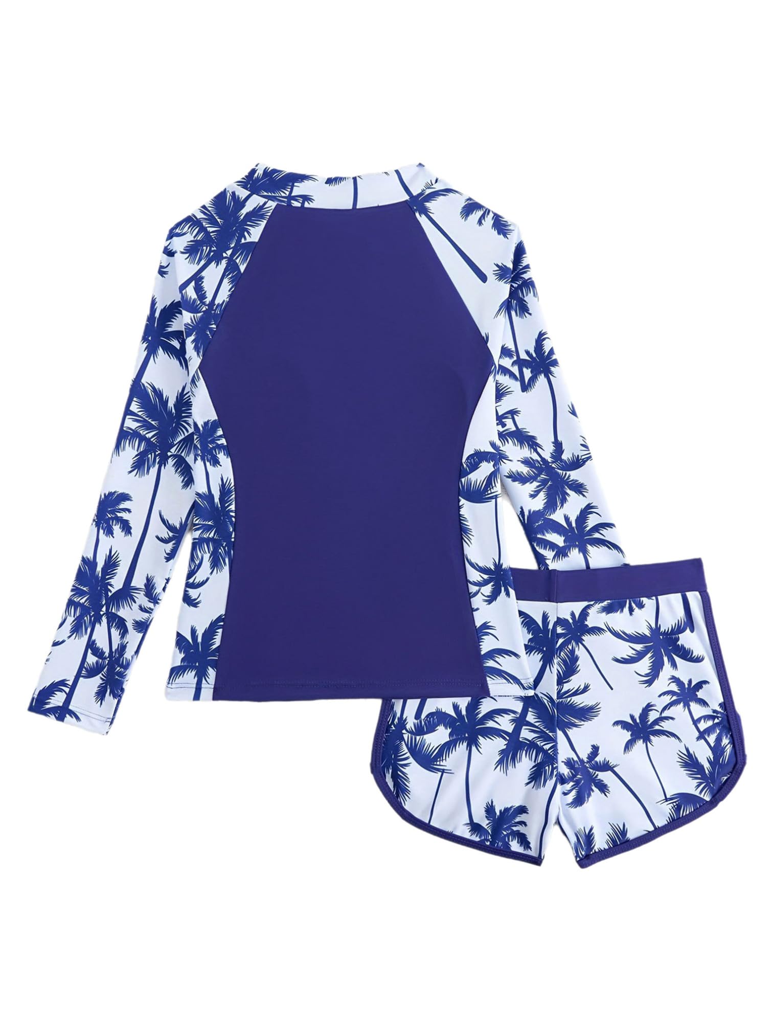 ranrann Enfant Fille Maillot de Bain 2 Pièces Anti UV Protection Solaire T-Shirt Manches Longues et Short de Bain 3-16 Ans