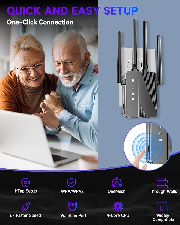 2026 WiFi Extender Signal Booster, Longest Range up to 15000 sq.ft for Home, Wireless Internet Extender with Ethernet Port, 6X Faster Speed WiFi Repeater, 1-Tap Setup, Compatible with 99% Routers by Eboous - Image 6