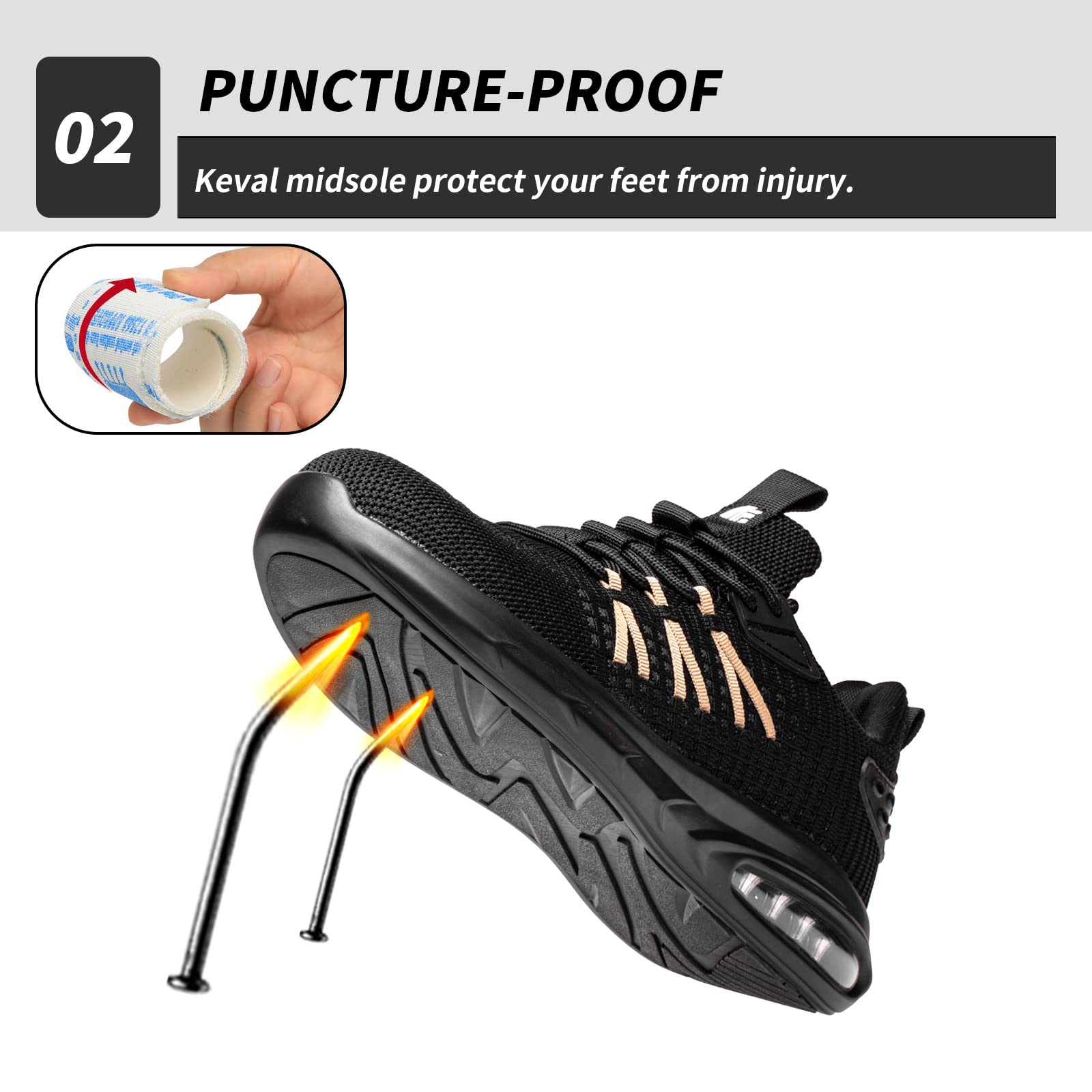 Women's Steel Toe Work Sneakers - Lightweight Indestructible Boots, Slip Resistant (US Sizes 3-11)