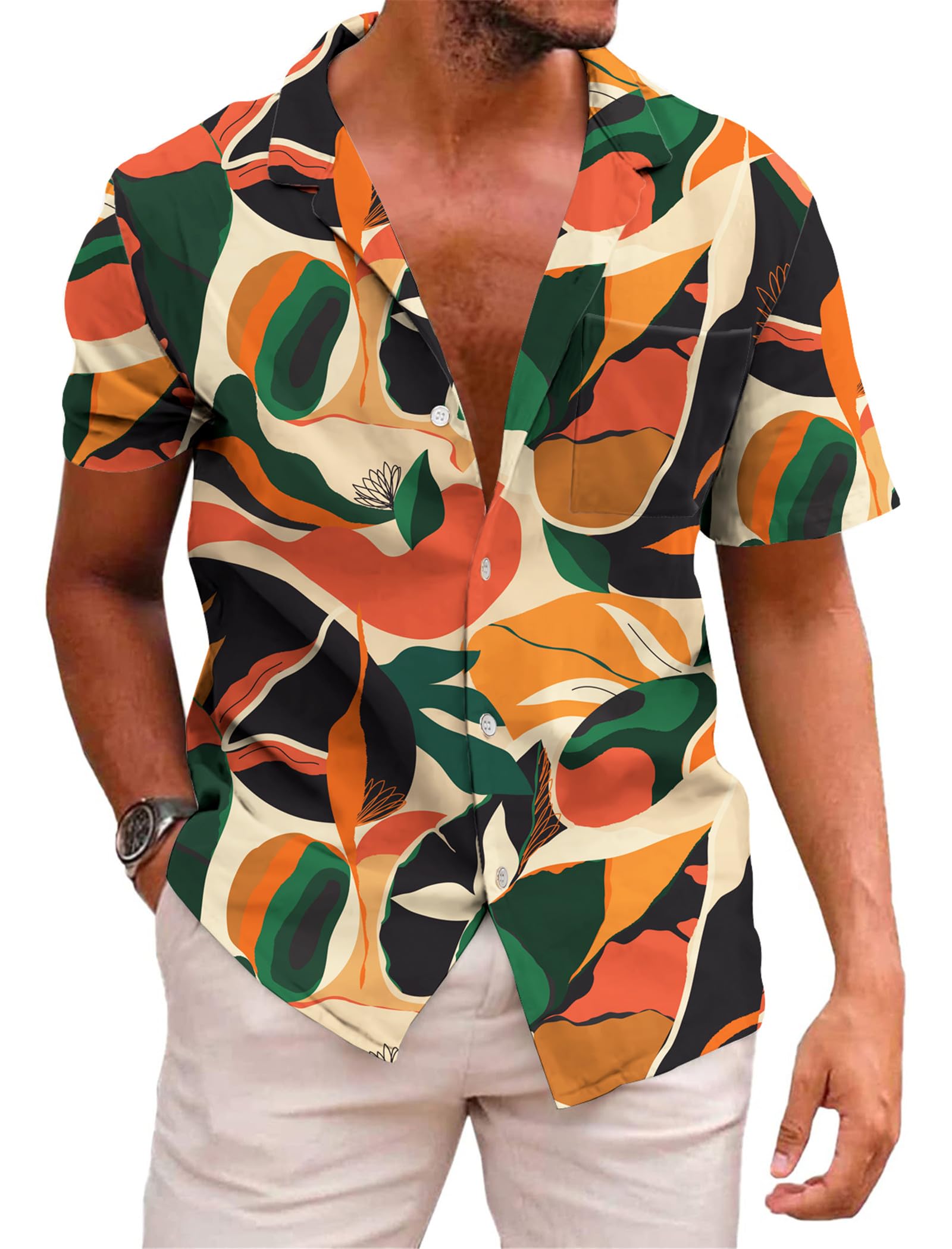 KYKU Mexico Shirt for Men Funny Beach Shirts Hawaiian Button Down Short Sleeve