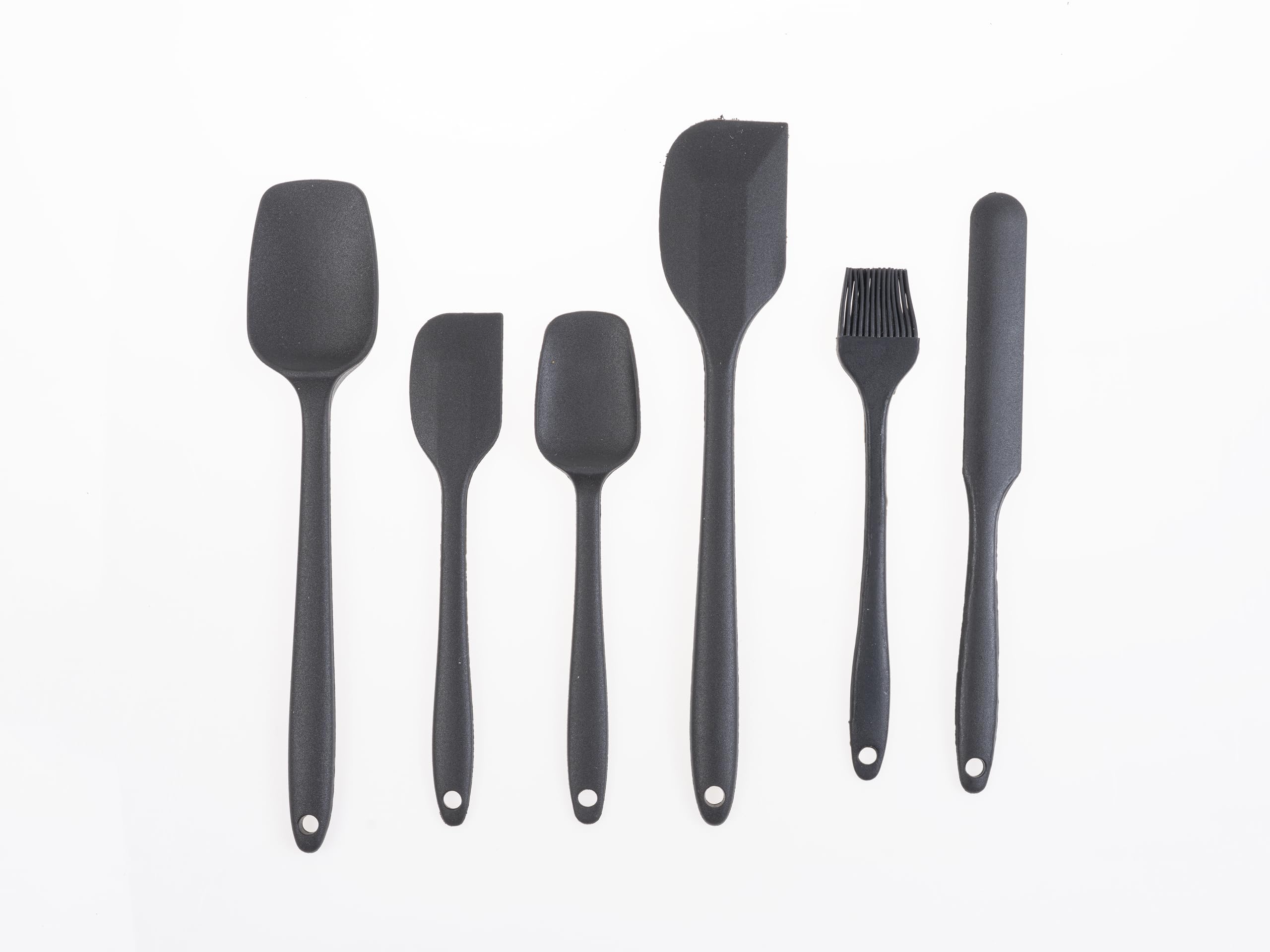 Wisem 6 Parça Profesyonel Silikon Spatula Seti – Isıya Dayanıklı, Yanmaz Yapışmaz Mutfak Gereçleri – Pasta, Kek ve Yemek Yapımı İçin BPA İçermez, Tek Parça Hijyenik Tasarım (Siyah)