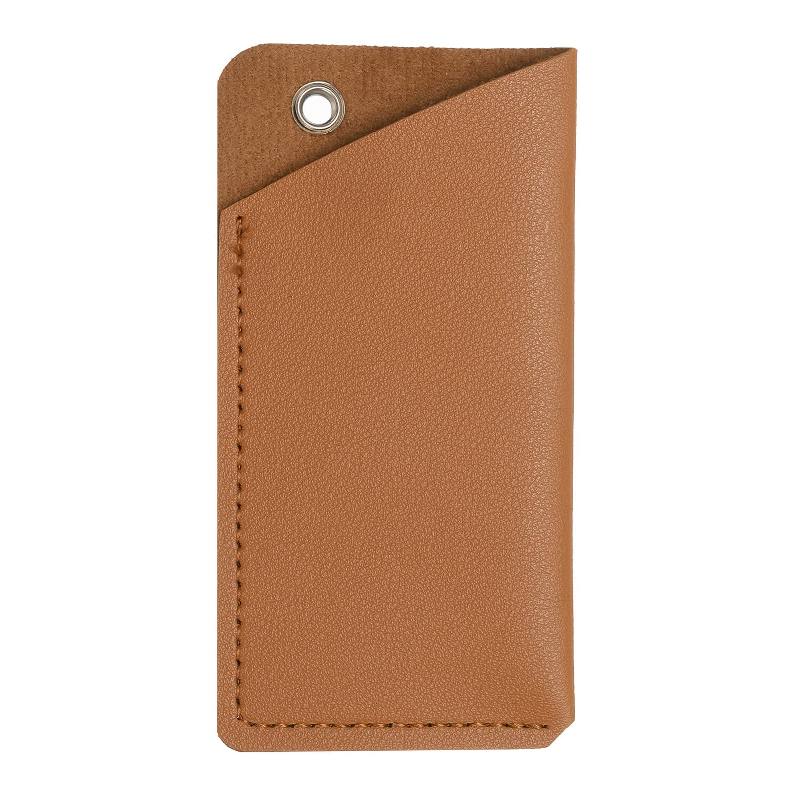 sourcing map Leather Knife Sheath 4.72" x 2.36" Leather Pocket Knife Sheath with Hole for Folding Knife Camping Hunting Outdoors, Deep Brown