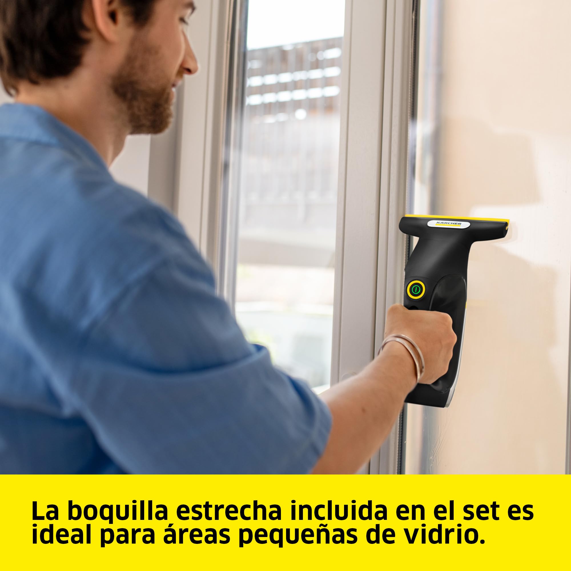 KÄRCHER limpiadora de cristales con batería WV 2 Universal Precision+ Black, autonomía: 35 min, depósito: 120 ml, 2 boquillas, botella pulverizadora con paño de microfibra, 20 ml de limpiacristales