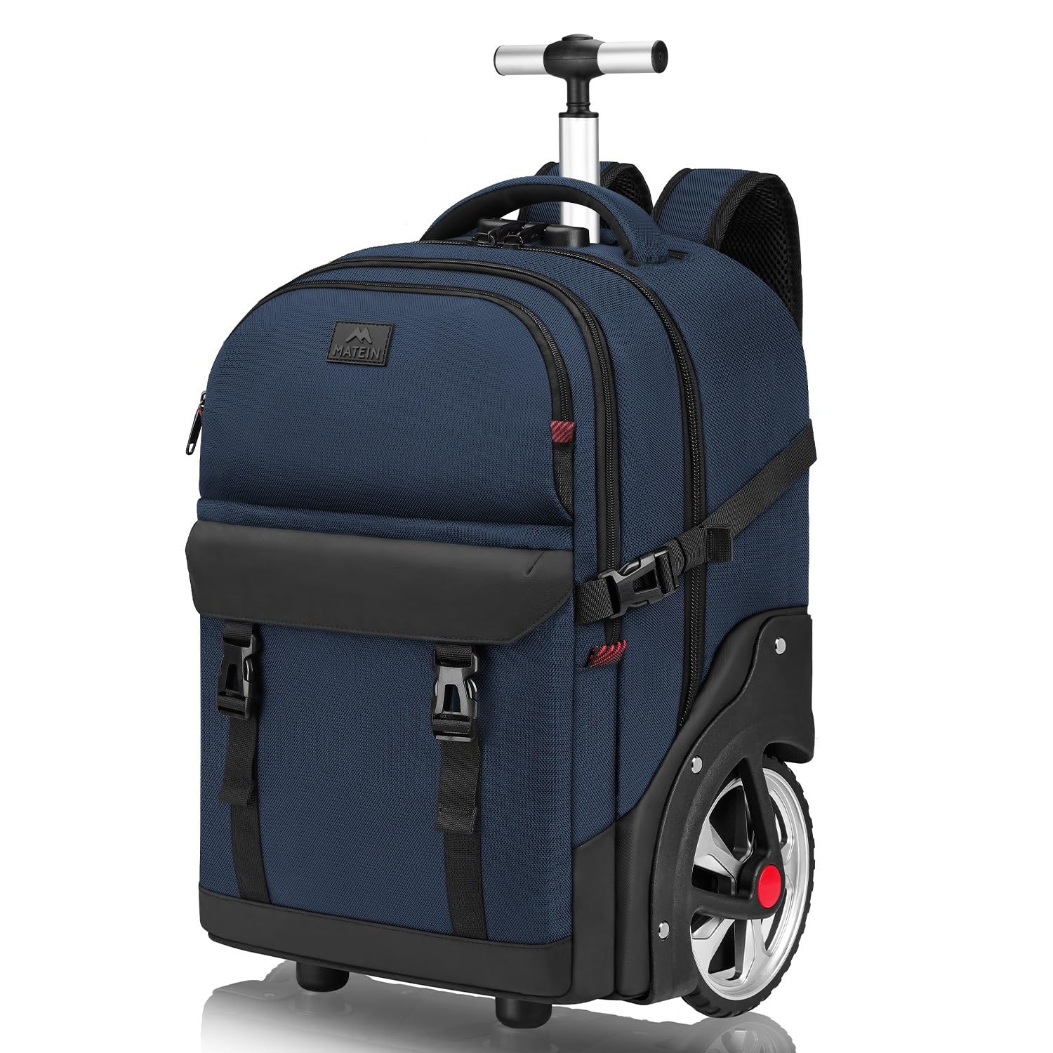 MATEIN Rolling Backpack with Wheels, 17 Inch Large Roller Backpack with Combination Lock, Water Resistant Anti Theft Travel Wheeled Backpacks Laptop