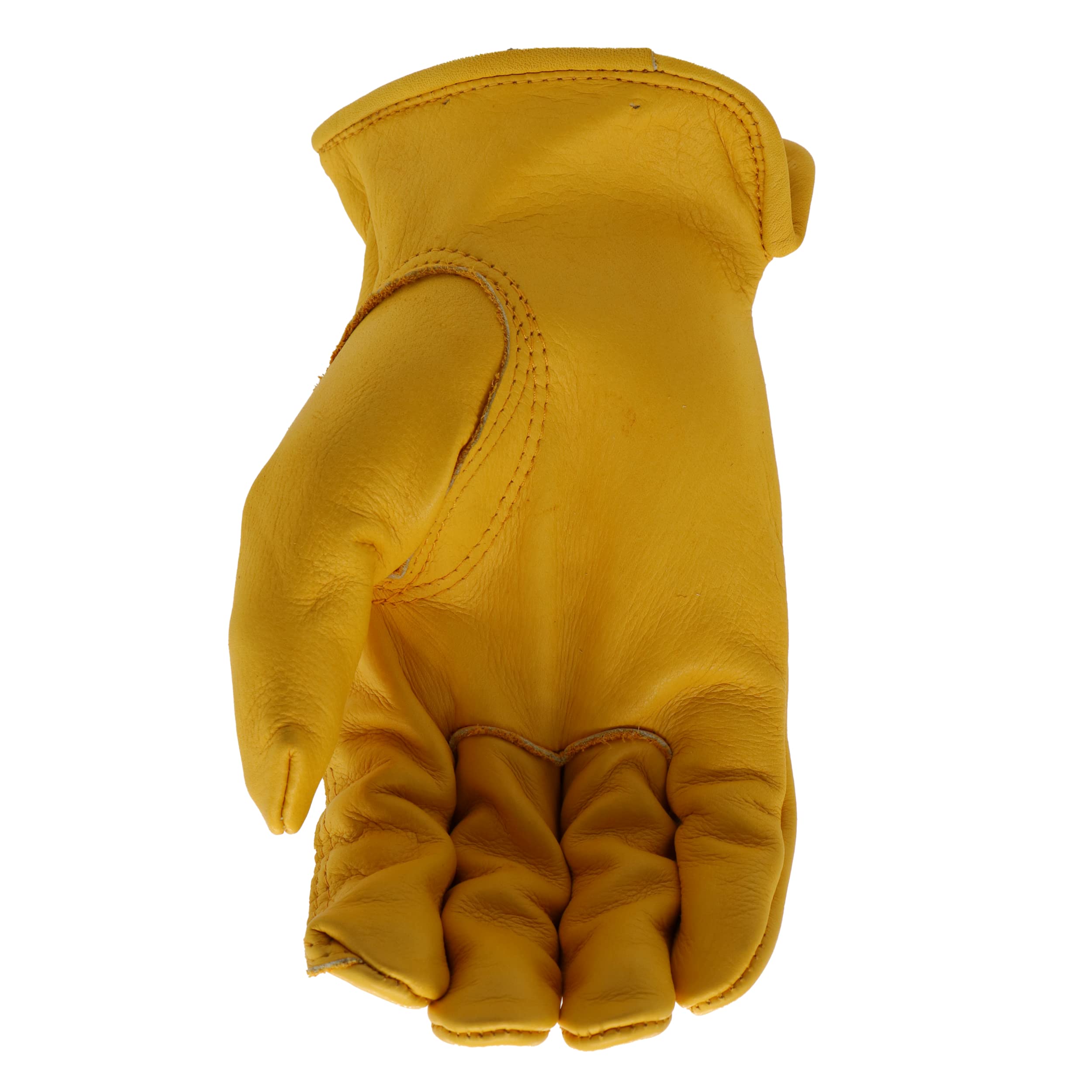 Boss Herren-Arbeitshandschuh, strapazierfähig, Premium-Rindsleder, abriebfest, langlebig, Keystone-Daumen, Gelb, X-Large (B81021-XL)