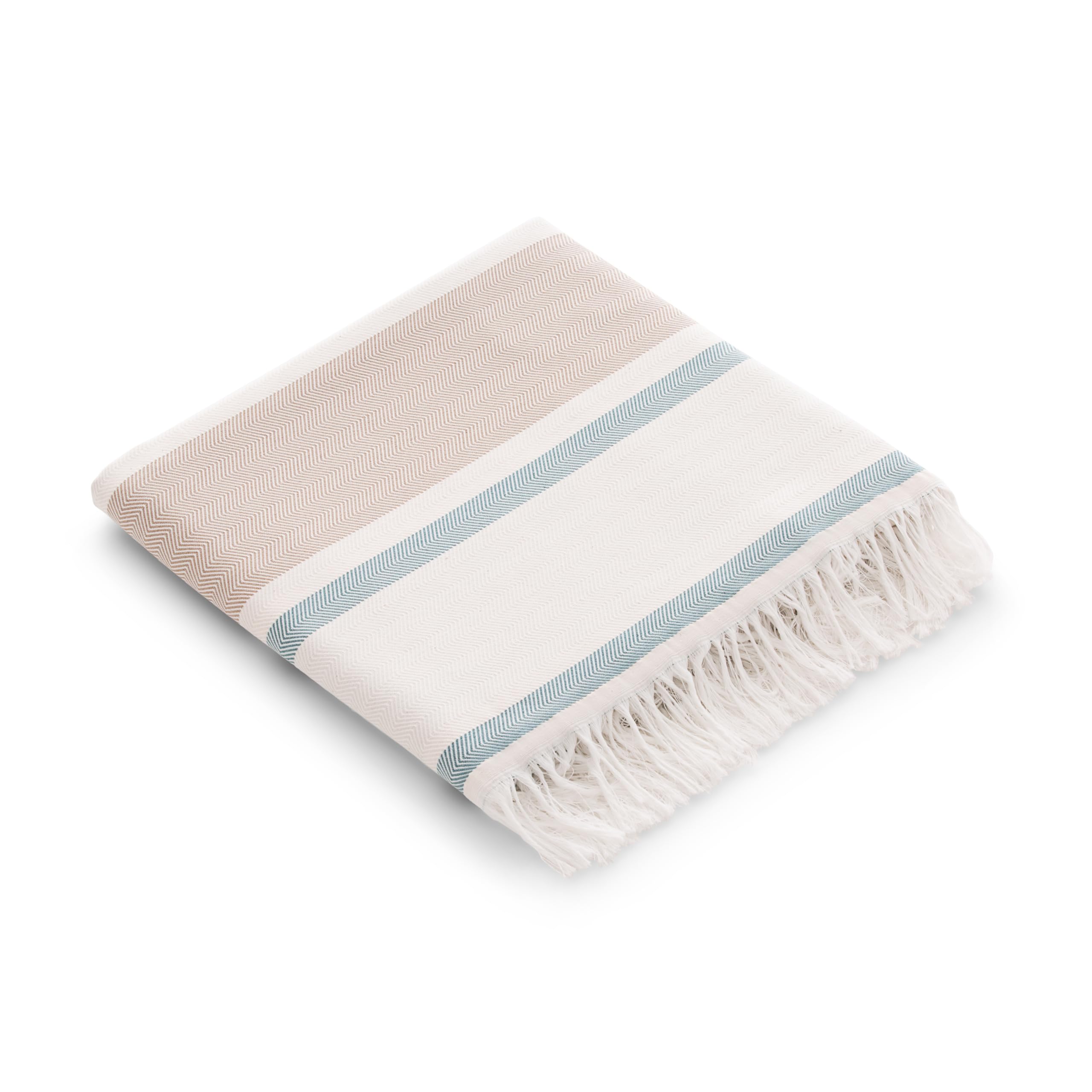 GAMUSI GAMUSI Fouta Pareo Toalla Playa Ligera Rayas 90x180 cm, Color Agua