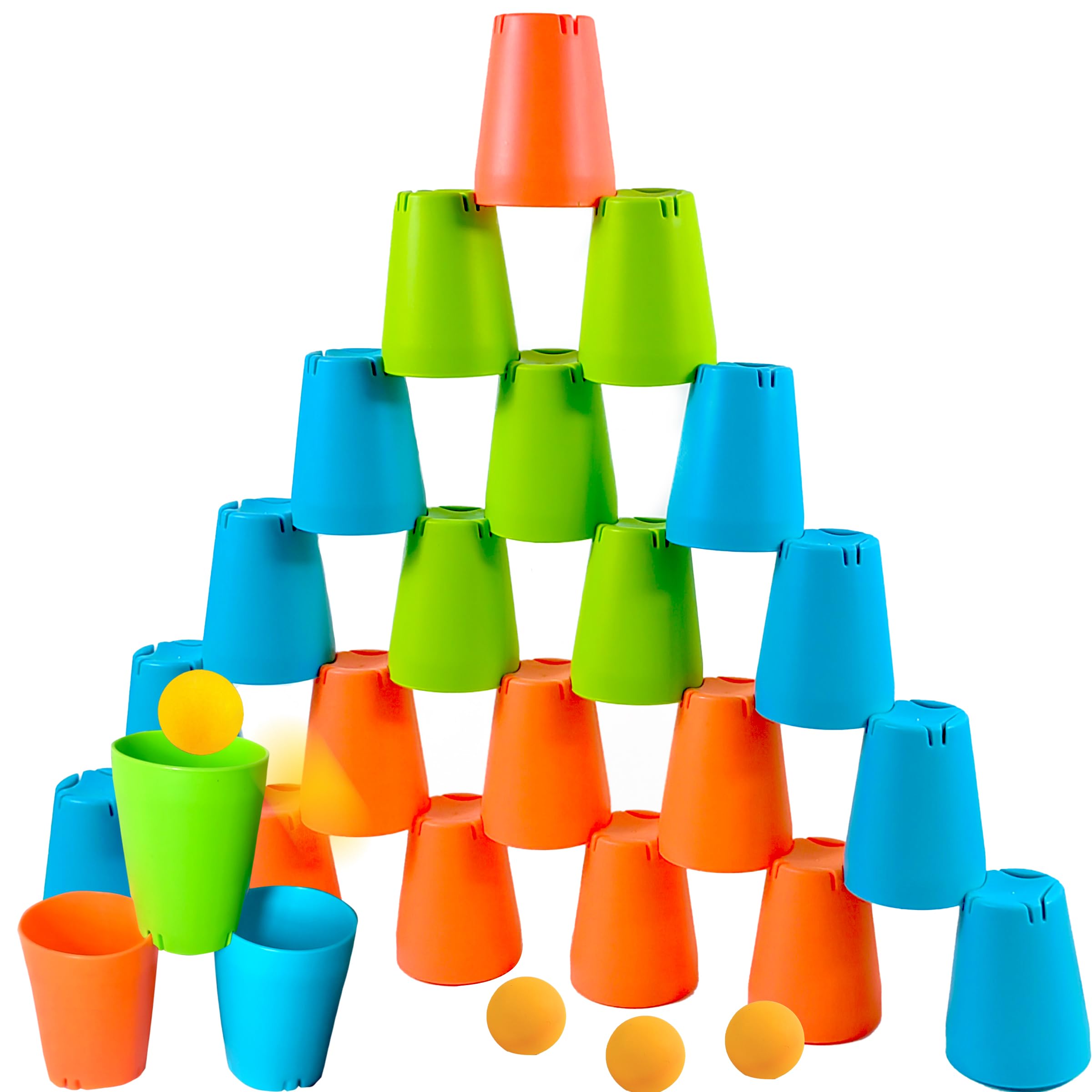 3-in-1 Cup Stacking Set; Toddler to Young Kids Quick Stacking Cups Game; Montessori Stackable Cups to Develop Hand-Eye Coordination, Motor Skills and