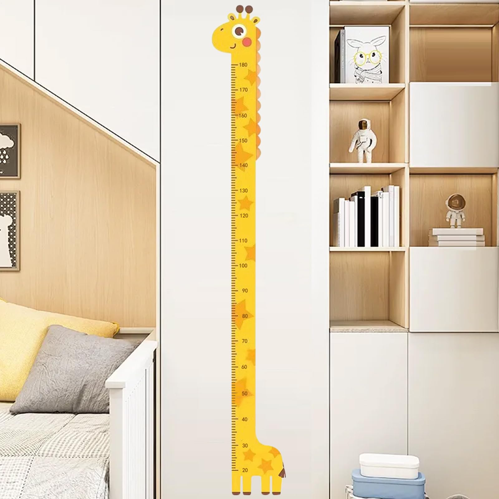 Toise Mural Enfant avec Animaux - Tableau de Mesure de Croissance Autocollant 194 cm pour Chambre Bébé, Décoratif et Sans Outil, de Taille