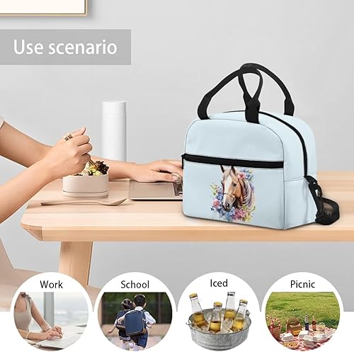 Vista 55 de doginthehole Bolsa de almuerzo portátil de teñido anudado azul, bolsa de almuerzo, organizador reutilizable, hielera para adultos, al aire libre