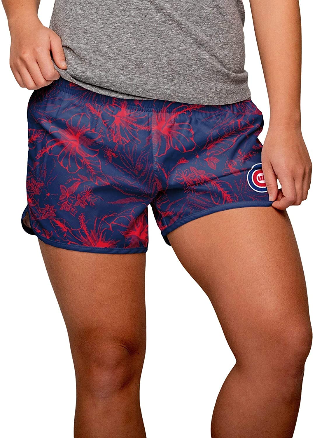 FOCO MLB Chicago Cubs Womens Floral Running Shortsfloral Running Shorts, Team Color, Small