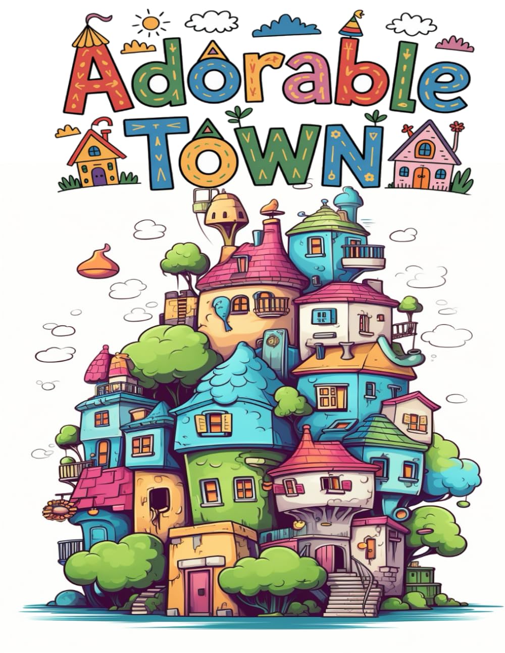 Adorable Town: Cute Coloring Book For Adults And teens Featuring Cozy Streets, Charming Houses, and Peaceful Places For Relaxation And Stress Relief
