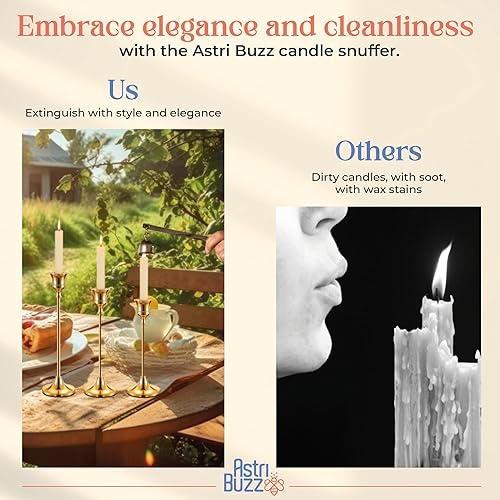 Miniatura 4 de Juego de 3 portavelas, incluye un soplador de velas, portavelas dorado, candelabros dorados, portavelas cónicos