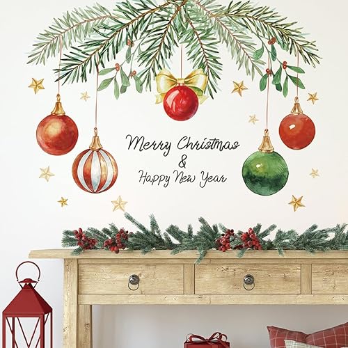 Miniatura 101 de Calcomanías de pared para árbol de Navidad, calcomanías de pared de árbol de Navidad, vinilo de Feliz Navidad, calcomanía de arte de pared extraíble
