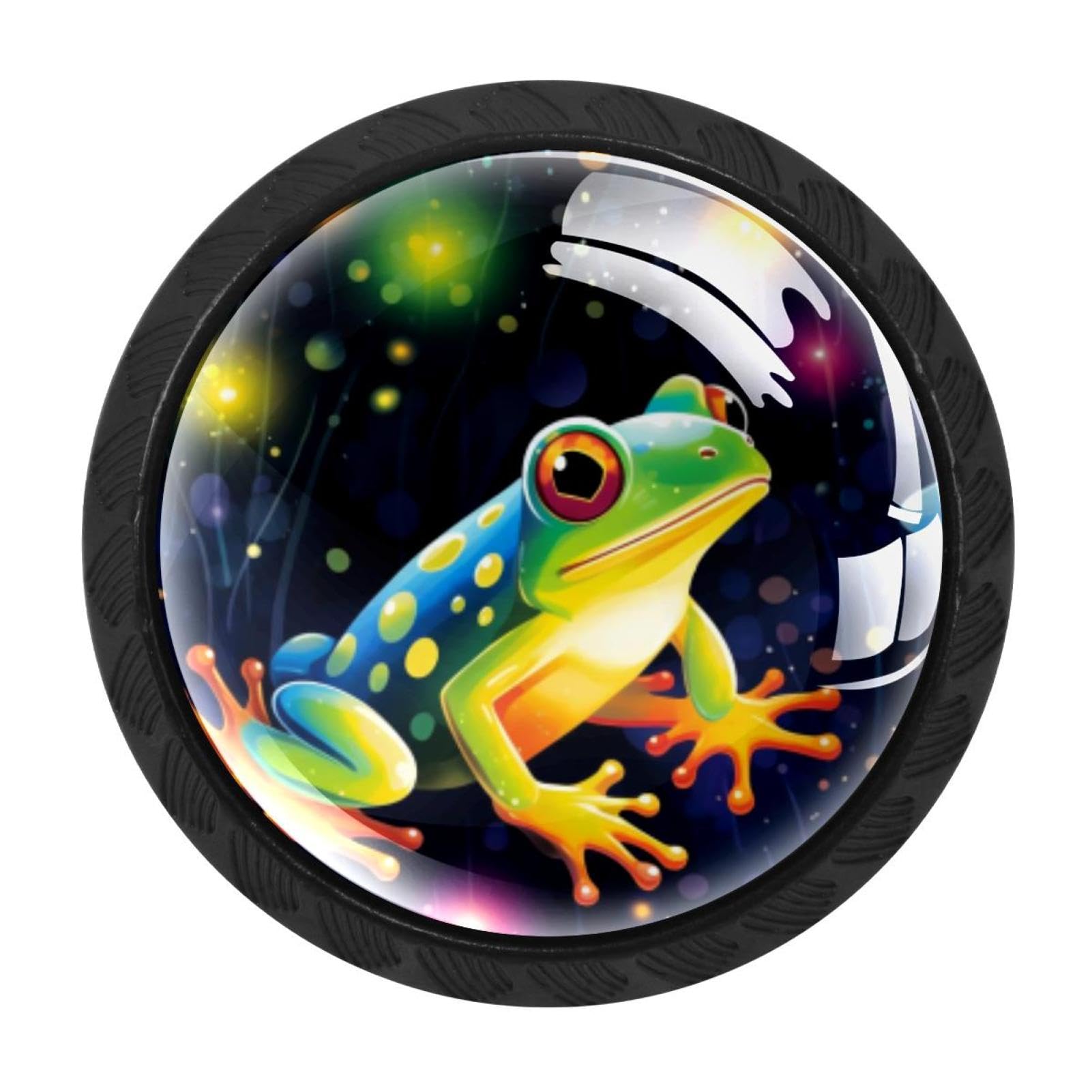 Chenzzzz Multicolored 07 Starry Frog Drawer Knobs 4 Pack Crystal Dresser Knobs 35Mm Glass Cabinet Knobs For Home Office Bathroom