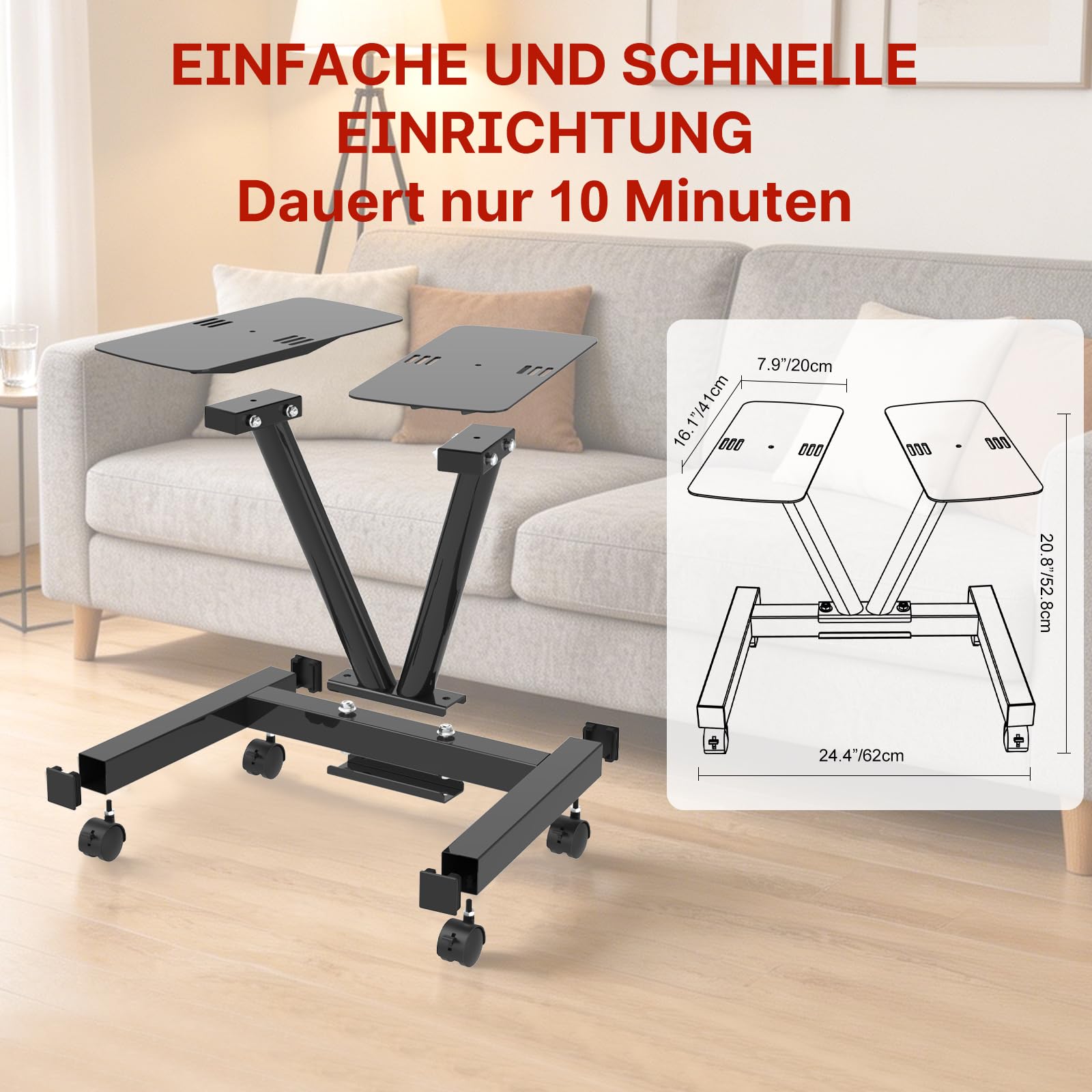 EnterSports Verstellbarer Hantelständer mit Rollen,Strapazierfähiges Hantelgestell (3–50 kg), 100 kg Tragkraft, Platzsparendes Aufbewahrungsgestell für das Heim-Fitnessstudio (nur Ständer)