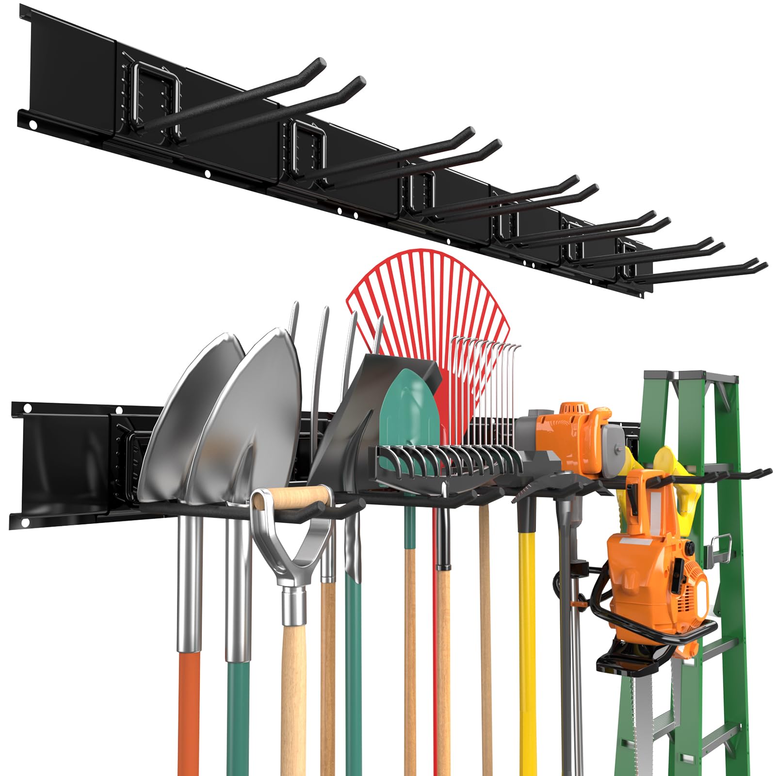 Heavy Duty Garage Tool Organizer Wall Mount & Garden Tool Organizer, 48-Inch Adjustable Garden Tool Storage Rack, Ideal for Garden Storage, Garage Organization and Storage, 600-LB Capacity - 1