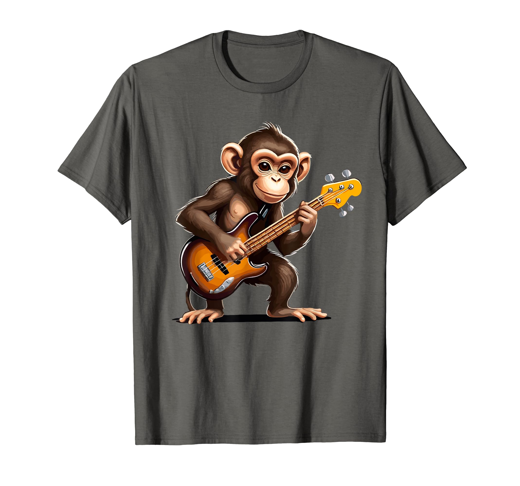 Amazon | エレキギターを弾くかわいい猿 モンキーギタリスト Tシャツ 