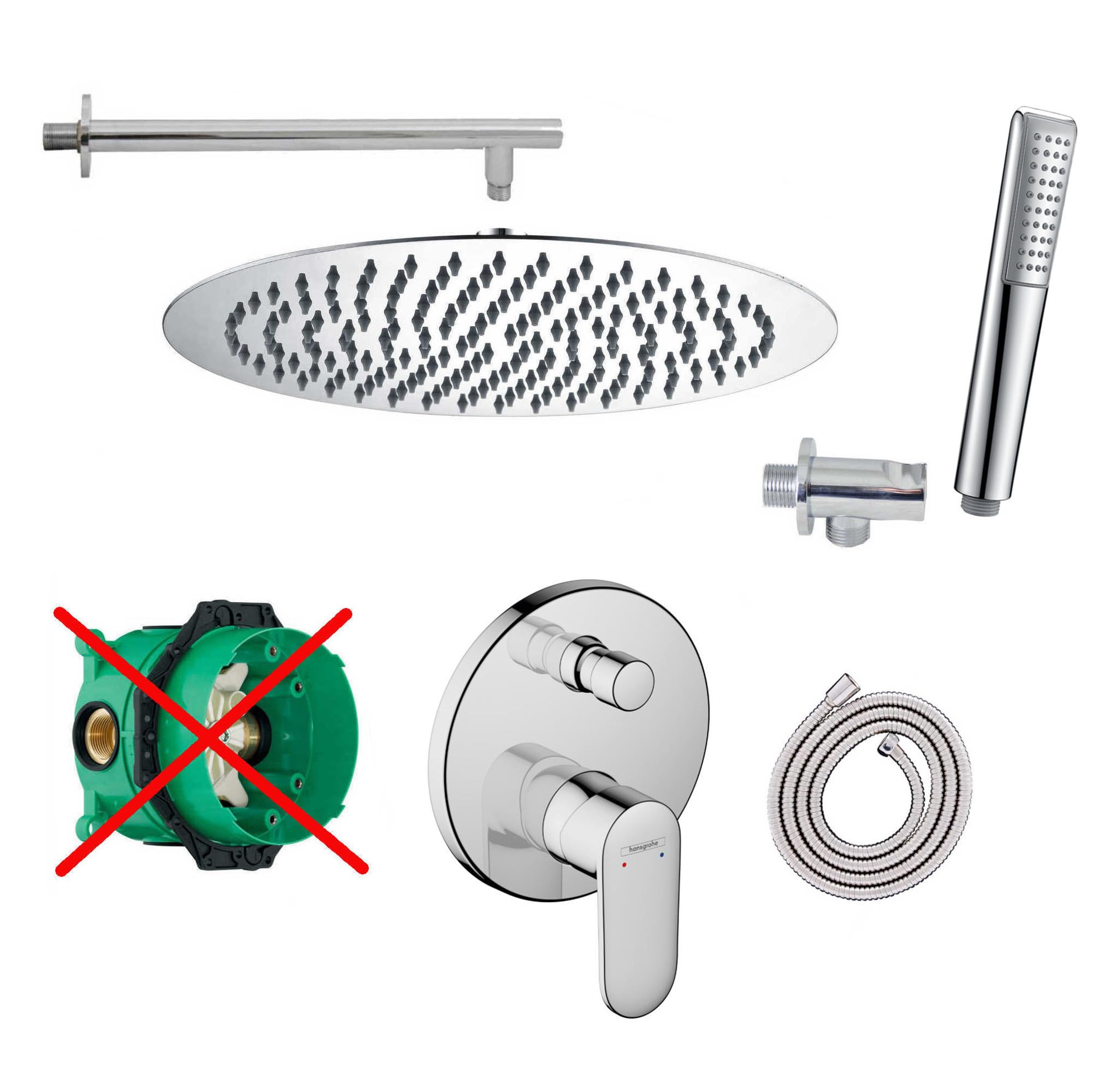 vanvilla Duschsystem Unterputz mit Duscharmatur Hansgrohe poliert HGE105-ob
