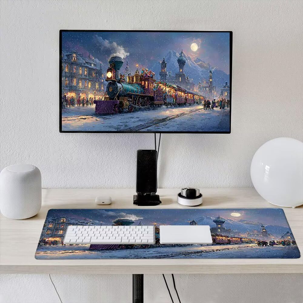 Duża podkładka pod mysz do gier XXL 1200 x 600 x 3 mm z zszytymi krawędziami, trwała antypoślizgowa podstawa z naturalnej gumy, zmywalna podkładka pod klawiaturę, odpowiednia do gier, domu i biura